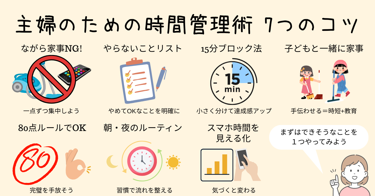 主婦のための時間管理術 7つのコツ